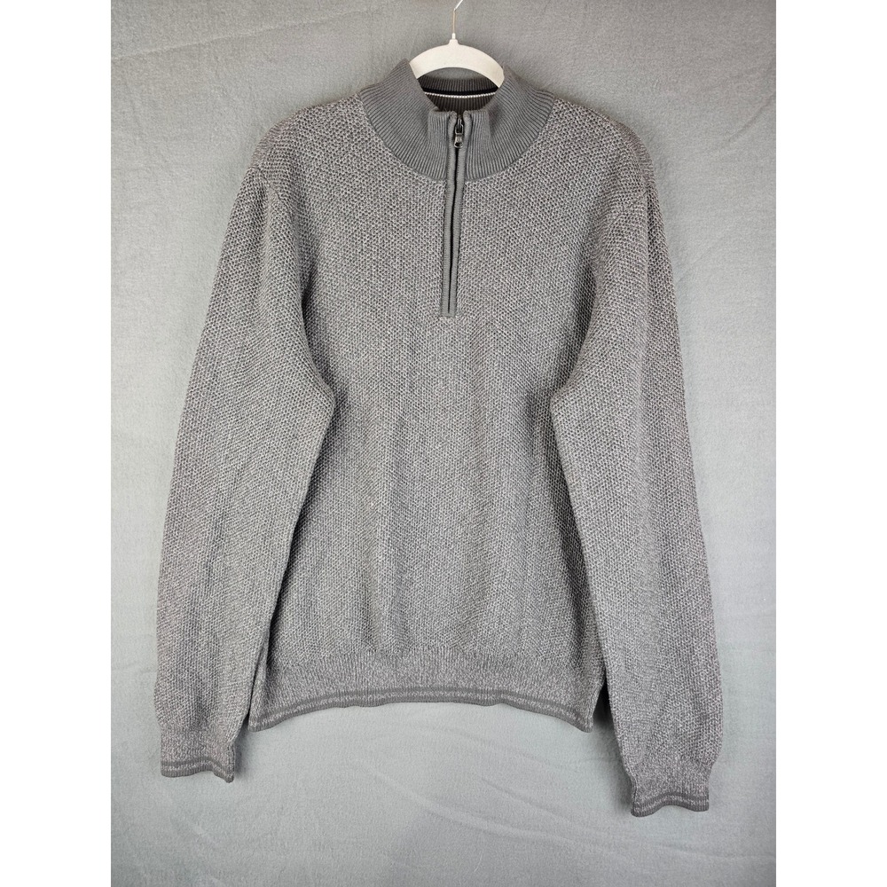 Ben Sherman Sweater Mens XL Grey Heather Quarter Zip Casual Preppy NWT